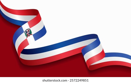 Dominican Republic flag wavy abstract background. Vector illustration.