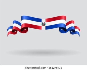 Dominican Republic flag wavy abstract background. Vector illustration.