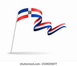 Dominican Republic flag wavy background layout. Vector illustration.