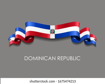 Dominican Republic flag wavy ribbon background. Vector illustration.