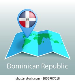 Dominican Republic flag world map in pin with name of country