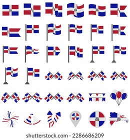 Dominican Republic flags icon set, Dominican Republic independence day icon set vector sign symbol