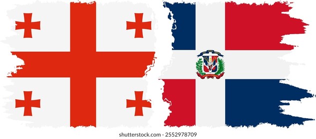 Dominican Republic and Georgia grunge flags connection, vector