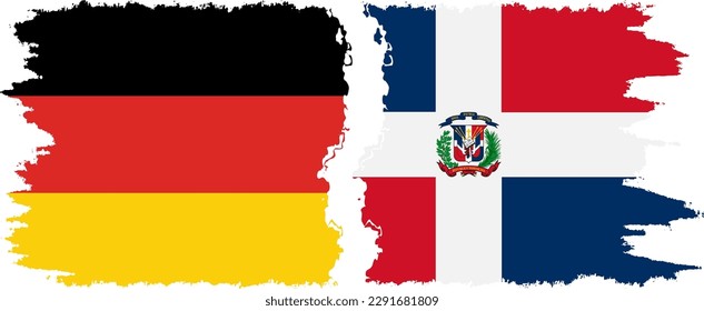 Dominican Republic and Germany grunge flags connection, vector