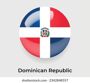 República Dominicana lustroso bandera nacional burbuja forma redonda icono ilustración vectorial vidrio