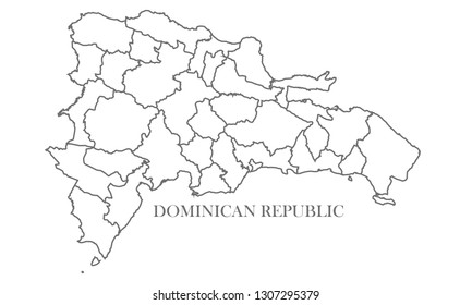 Dominican Republic gray line map 