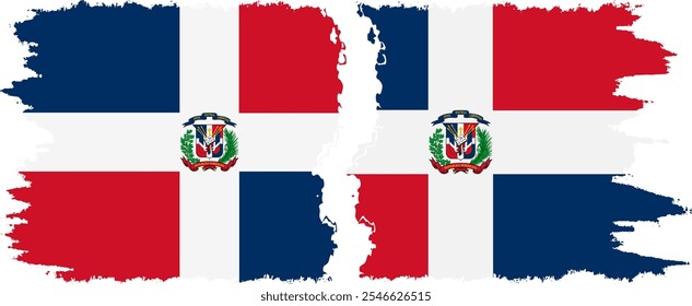 Dominican Republic and Dominican Republic grunge flags connection, vector