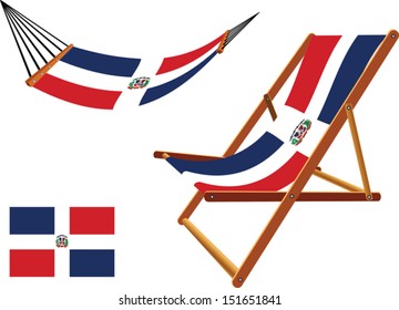 dominican republic hammock and deck chair set against white background, abstract vector art illustration