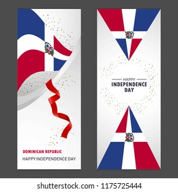 Dominican Republic Happy independence day Confetti Celebration Background Vertical Banner set