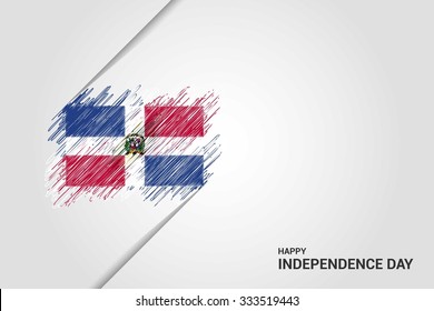 Dominican Republic Happy independence day scribble flag. Hand drawn Country flag on Gray crumbled paper. vintage background wallpaper vector illustration.