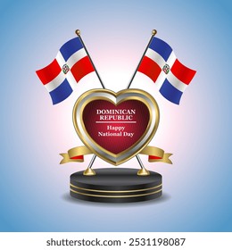 Dominican Republic Happy National Day small table flag with Golden Heart