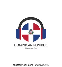 Dominican Republic headphone flag vector on white background. 
