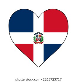 Dominican Republic Heart Shape Flag. Love Dominican Republic. Visit Dominican Republic. Caribbean. Latin America. Vector Illustration Graphic Design.