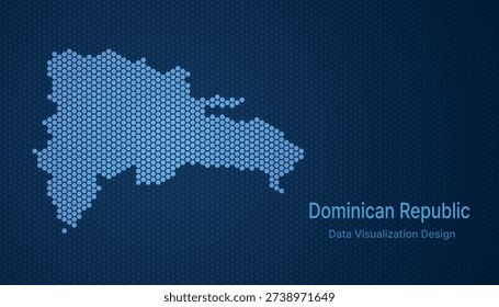 Fondo de visualización de datos de mapa del hexágono de República Dominicana