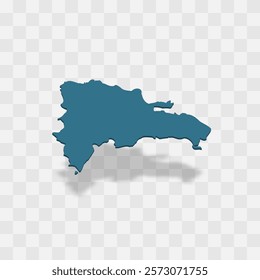 Dominican Republic high detailed vector representation of country silhouette. 3D map on transparent background with dropped shadow. For educational, decorative, or informational use.