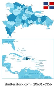 Dominican Republic - highly detailed blue map. Vector illustration