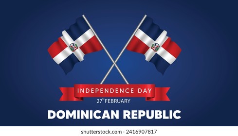 Dominican Republic Independence Day 27 February waving flag vector poster