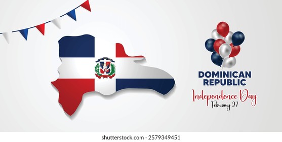 Dominican Republic	Independence Day 27 February 3d map vector poster