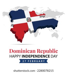 Dominican Republic Independence Day, 3d rendering Dominican Republic Independence Day illustration with 3d map and flag colors theme