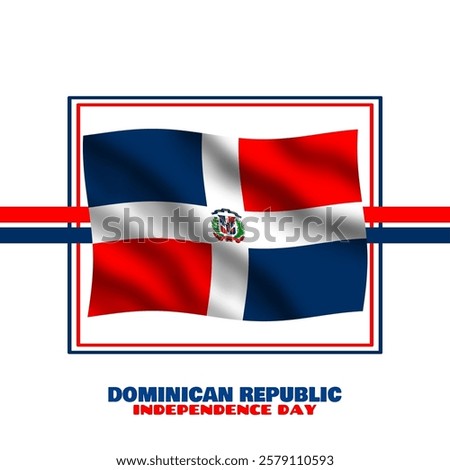 Dominican Republic Independence Day to celebrate on February 27th. Dominican Republic flag flying on white background. Happy Independence Day.