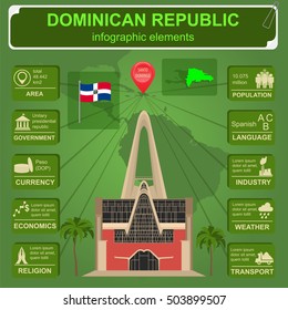 Dominican republic infographics, statistical data, sights. St. Altagracia basilic.Vector illustration