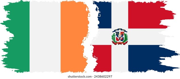 Dominican Republic and Ireland grunge flags connection, vector