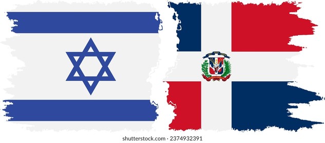 Dominican Republic and Israel grunge flags connection, vector