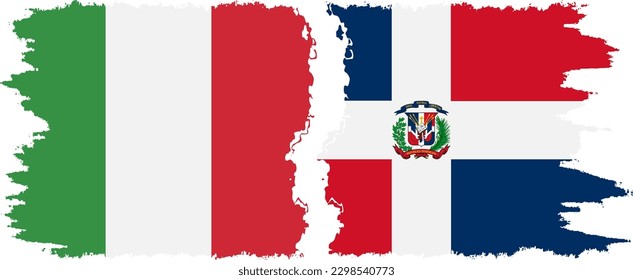 Dominican Republic and Italy grunge flags connection, vector