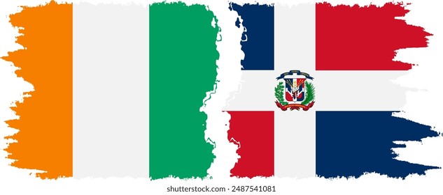 Dominican Republic and Ivory Coast grunge flags connection, vector