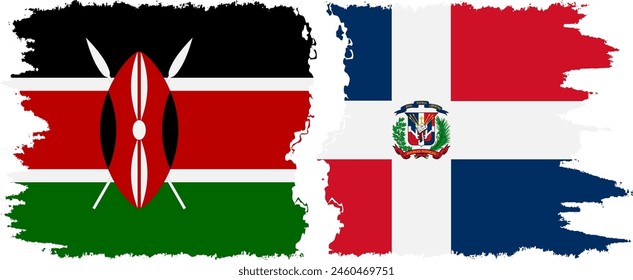 Dominican Republic and Kenya grunge flags connection, vector