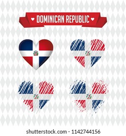 Dominican Republic with love. Design vector broken heart with flag inside.