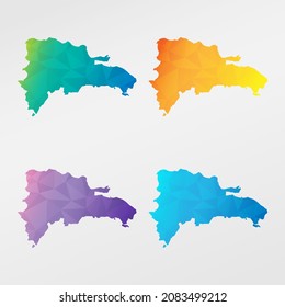 Dominican Republic Low Poly Map Clip Art Design. Geometric Polygon Graphic National Icon. Vector Illustration Symbol.