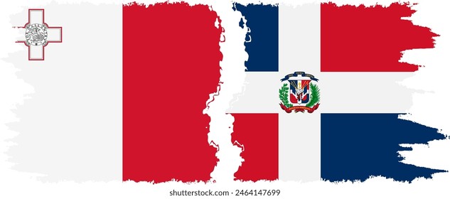 Dominican Republic and Malta grunge flags connection, vector