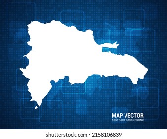 Dominican Republic map with abstract blue background technology pixel board texture.