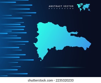 Dominican Republic map with abstract blue background technology.