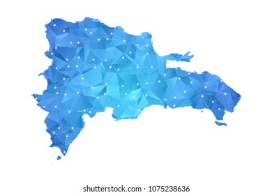 Dominican republic Map - Abstract geometric rumpled triangular low poly style gradient graphic on white background , line dots polygonal design for your . Vector illustration eps 10.