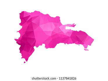 Dominican Republic Map - Abstract geometric rumpled triangular low poly style gradient graphic on white background, polygonal design for your . Vector illustration