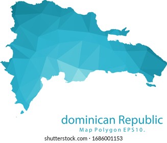 Dominican Republic Map Abstract geometric rumpled triangular low poly style gradient graphic on white background