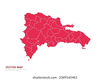 Dominican Republic Map - abstract style red isolated on white background for infographic, design vector.