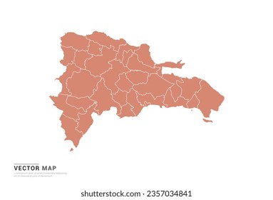 Dominican Republic Map - abstract style orange isolated on white background for design vector.