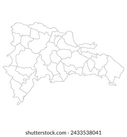 Dominican Republic map. Map of Dominican Republic in administrative provinces in white color