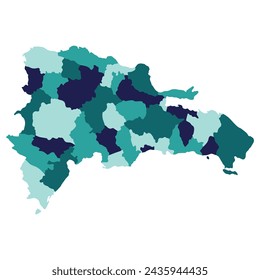 Dominican Republic map. Map of Dominican Republic in administrative provinces in multicolor