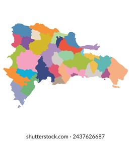 Dominican Republic map. Map of Dominican Republic in administrative provinces in multicolor