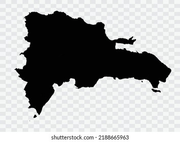 Dominican Republic map black Color on Backgound png  not divided into cities