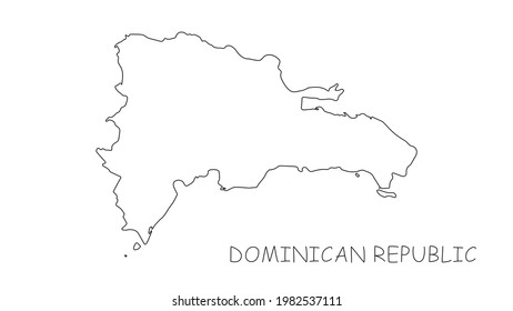 Dominican Republic map black line on white background. Vector illustration.