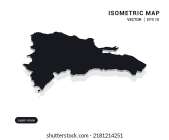 Dominican Republic map black on white background with 3d isometric vector illustration