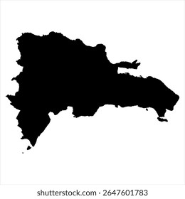 Dominican Republic Map - black World Map International vector template with High detailed isolated on white background - Vector