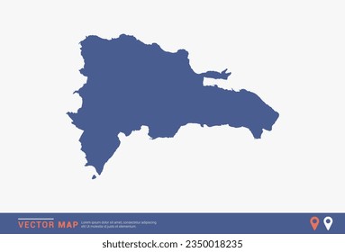 Dominican Republic Map - blue abstract style isolated on white background for infographic, design vector.