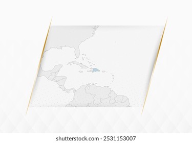 Dominican Republic Map in Blue with Gold Framed Accents. Modern Vector Map of Dominican Republic. Vector Illustration.