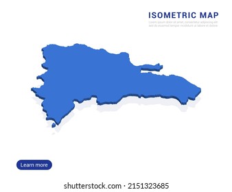 Dominican Republic map blue isolated on white background with 3d isometric vector illustration.